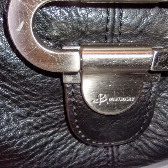 Bruce Makowsky Large Black Leather Shoulder Bag - Picture 3 of 10
